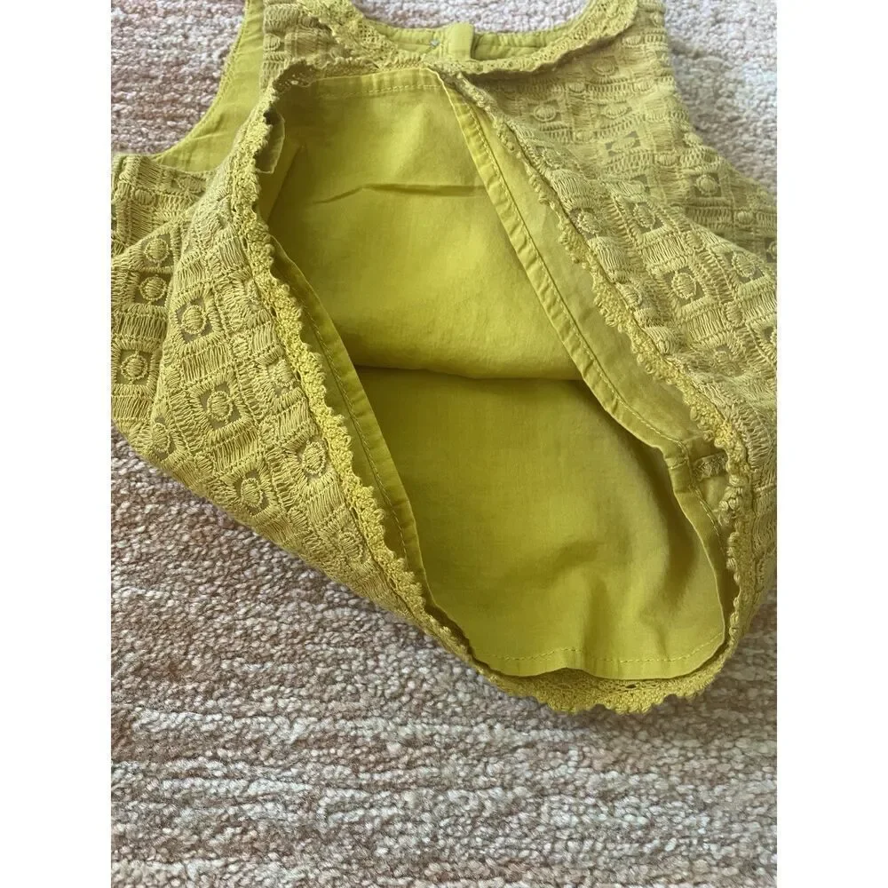Genuine Kids OshKosh 2T Yellow Lace Sleeveless Top Lined Made in Vietnam